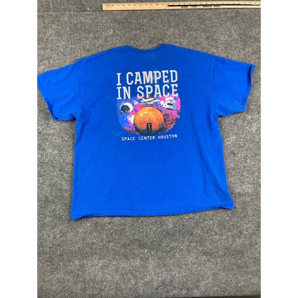 Gildan Men's 2XL Blue "I Camped in Space" T-Shirt Space Center Houston Graphic